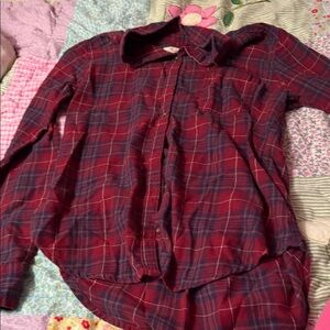 Hollister Maroon and Navy Plaid Shirt